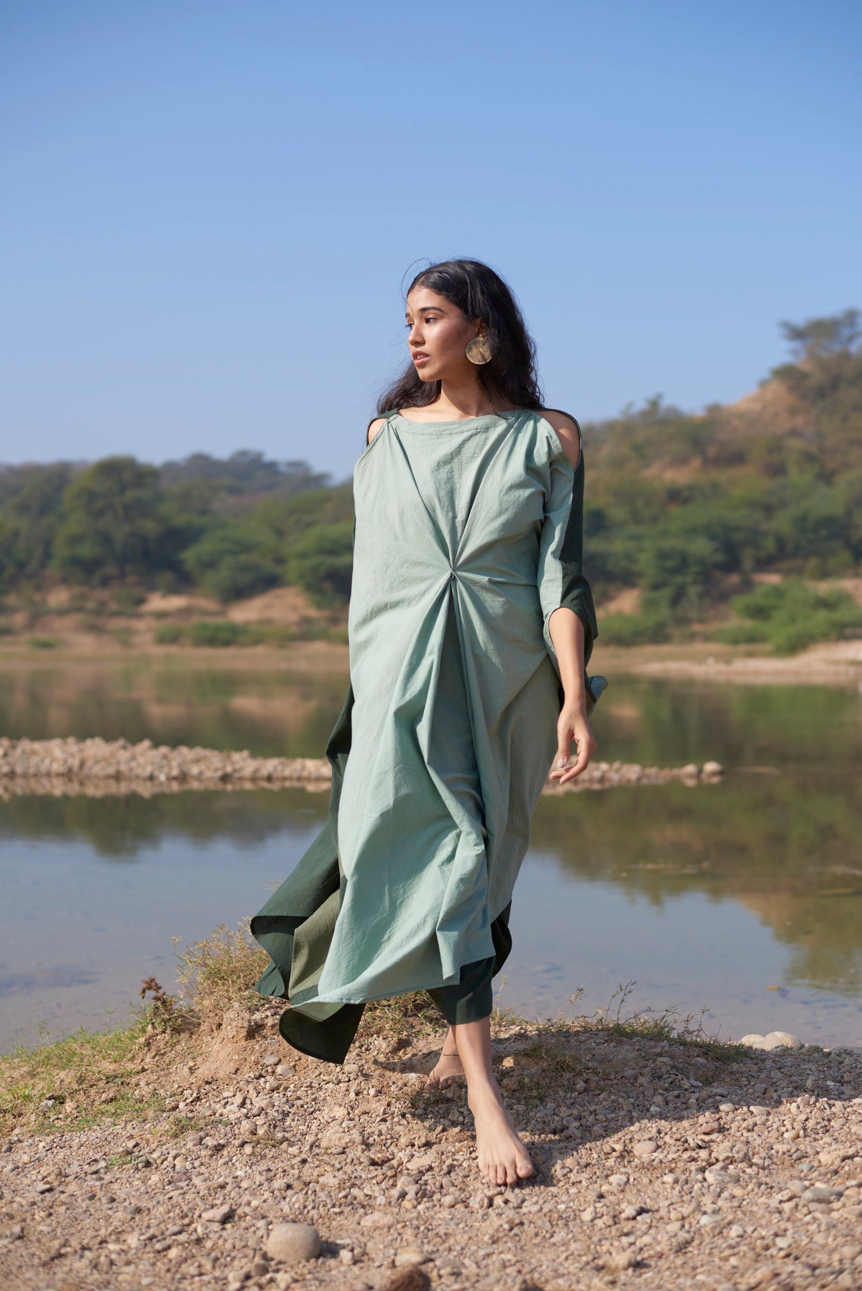 Peshawari mint drape Dress