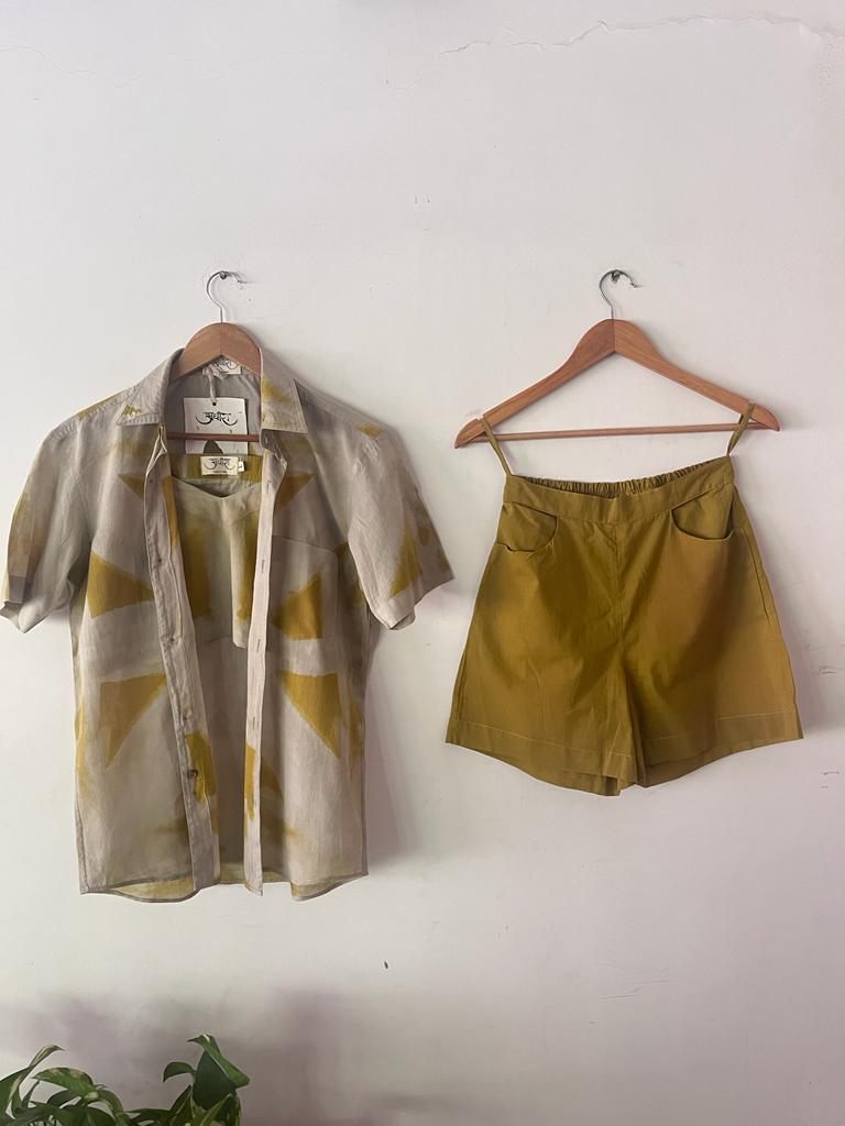 Shirt Set in Mustard Shibori
