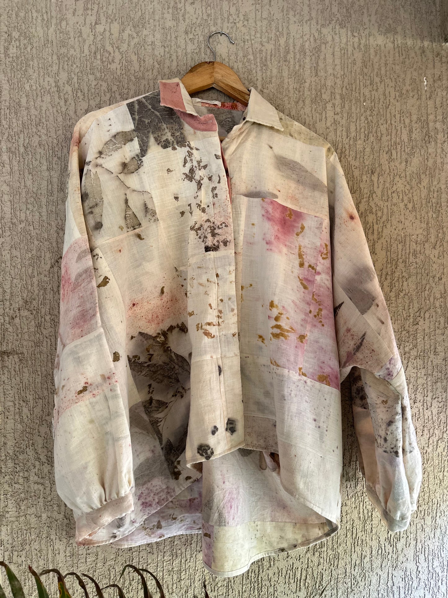 Patched eco dyed shirt