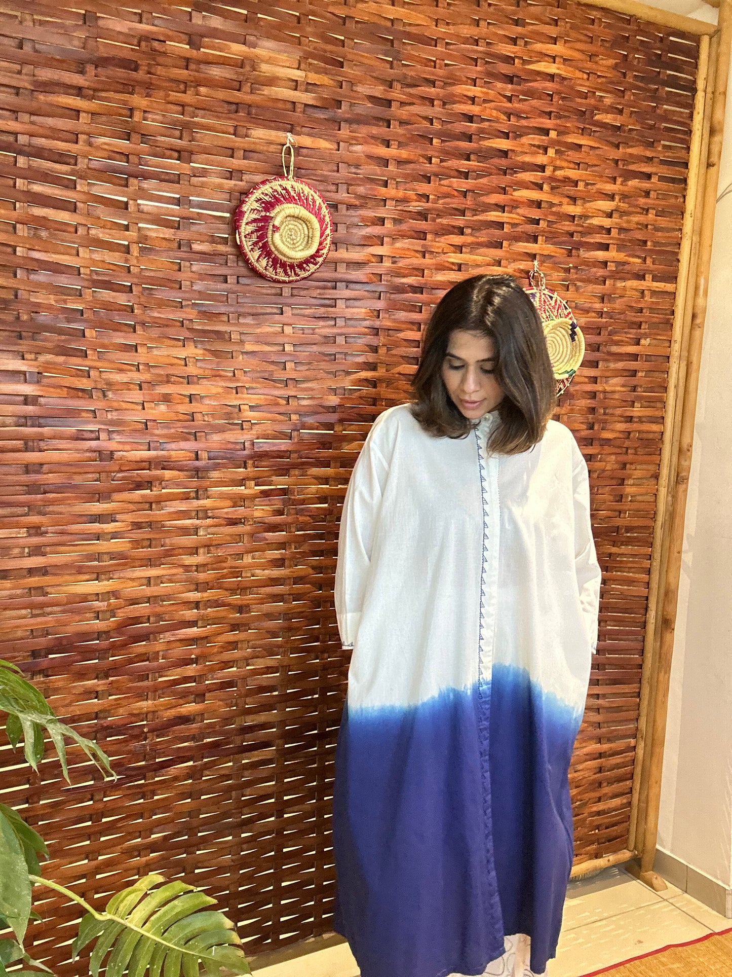 Ombré shark fin shirt dress