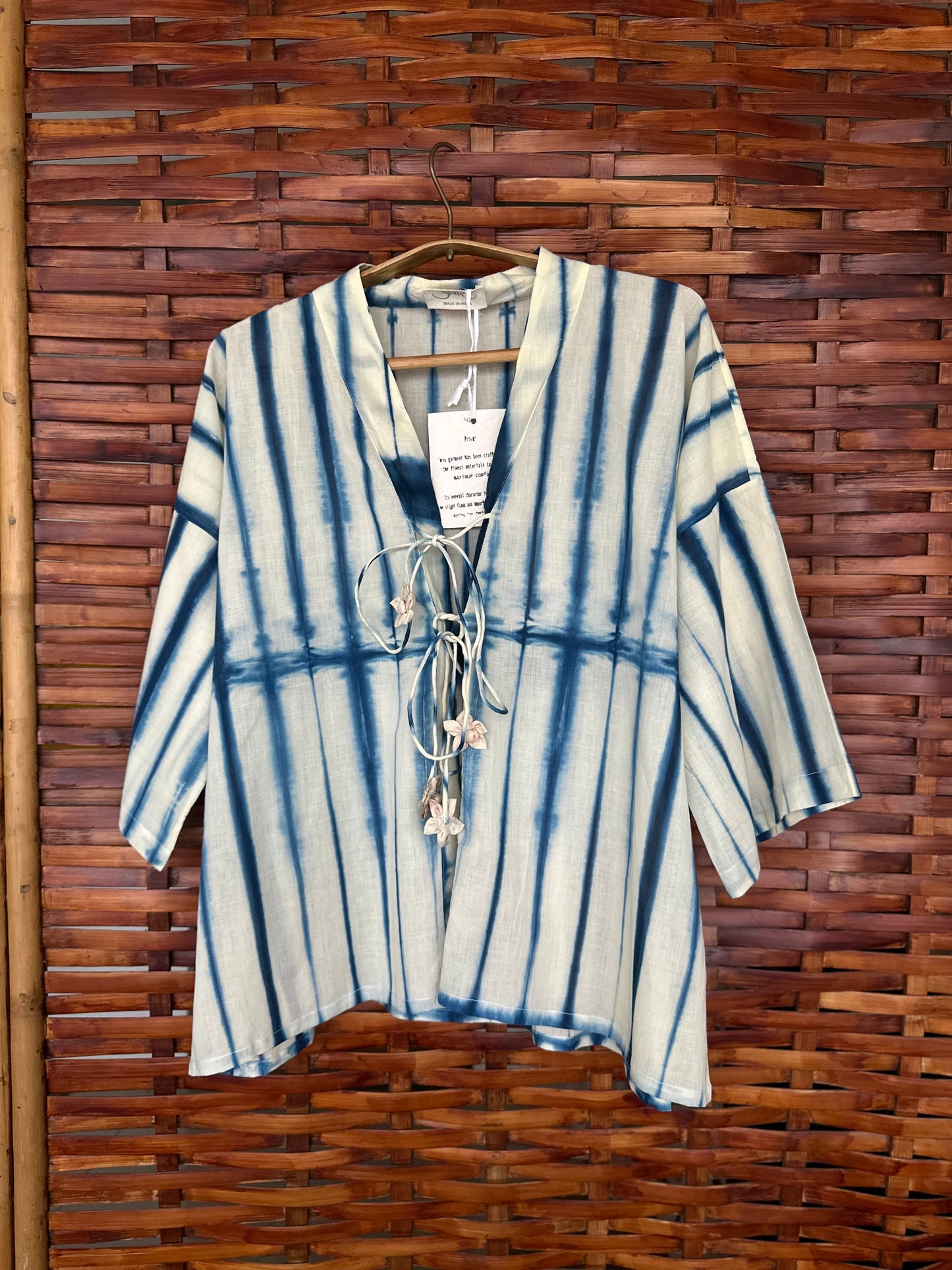 Indigo striped kimono