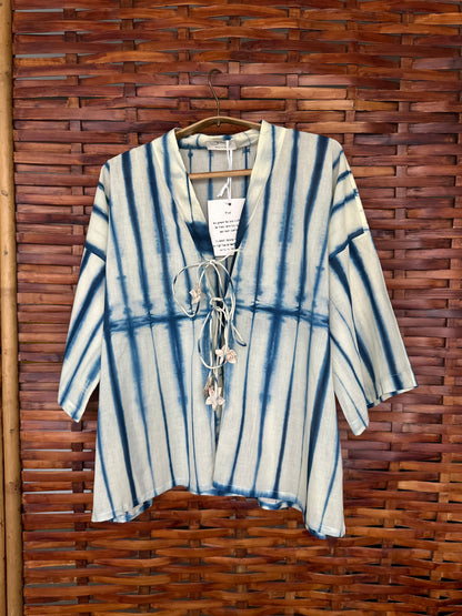 Indigo striped kimono