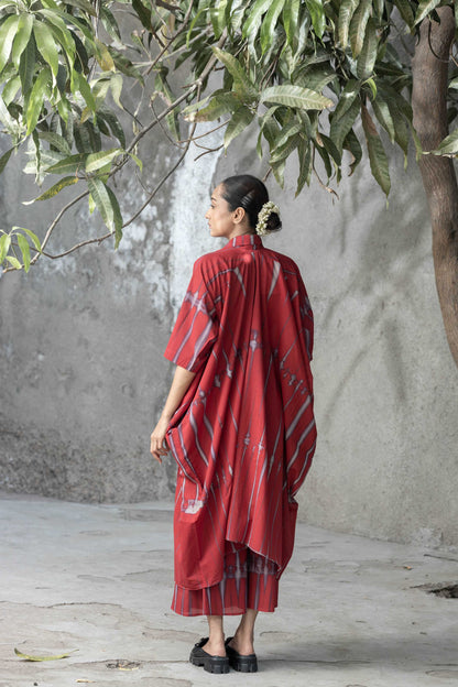 Carmine cowl kaftan set