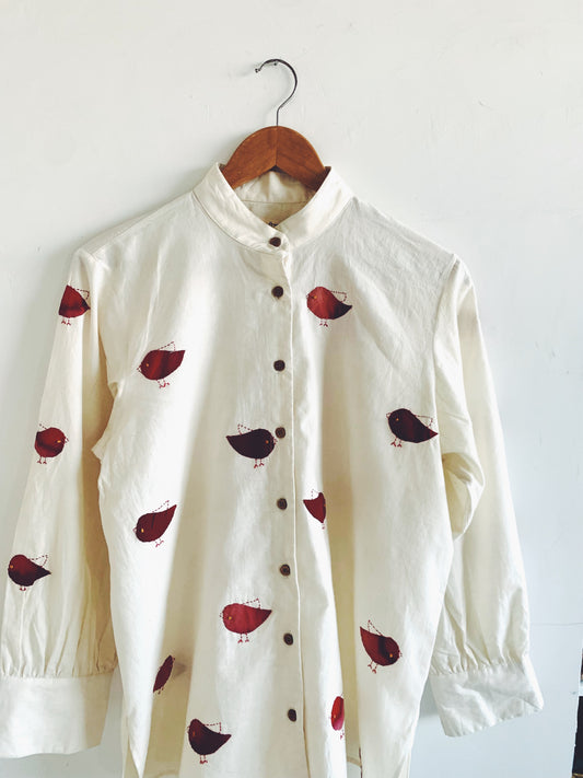 Little birdie appliqué shirt