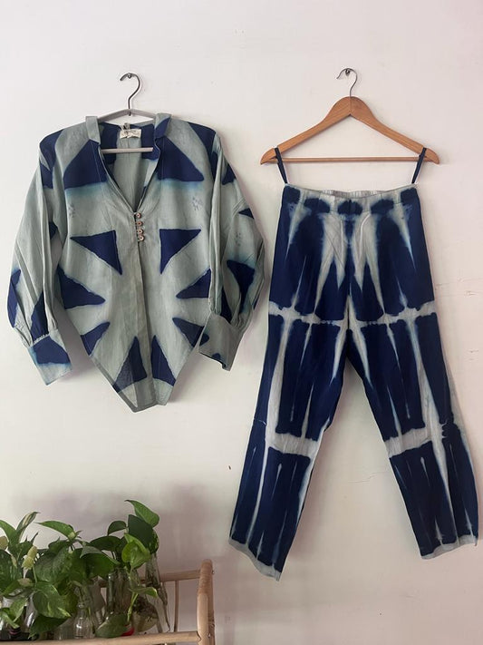 Myaan Amber set in Blue Shibori